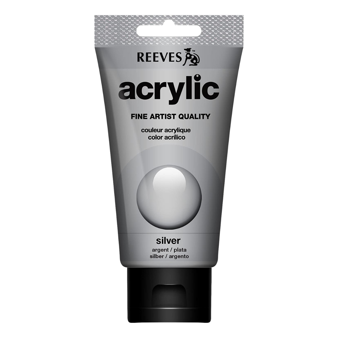 Pintura Acrílica Color Plata Reeves Tubo de 75 ml