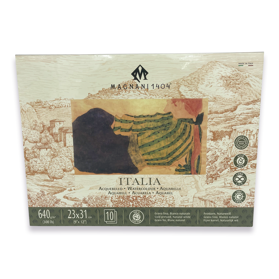 Block Magnani 1404 Acuarela 640 g 23 × 31 cm Italia 10 Hojas