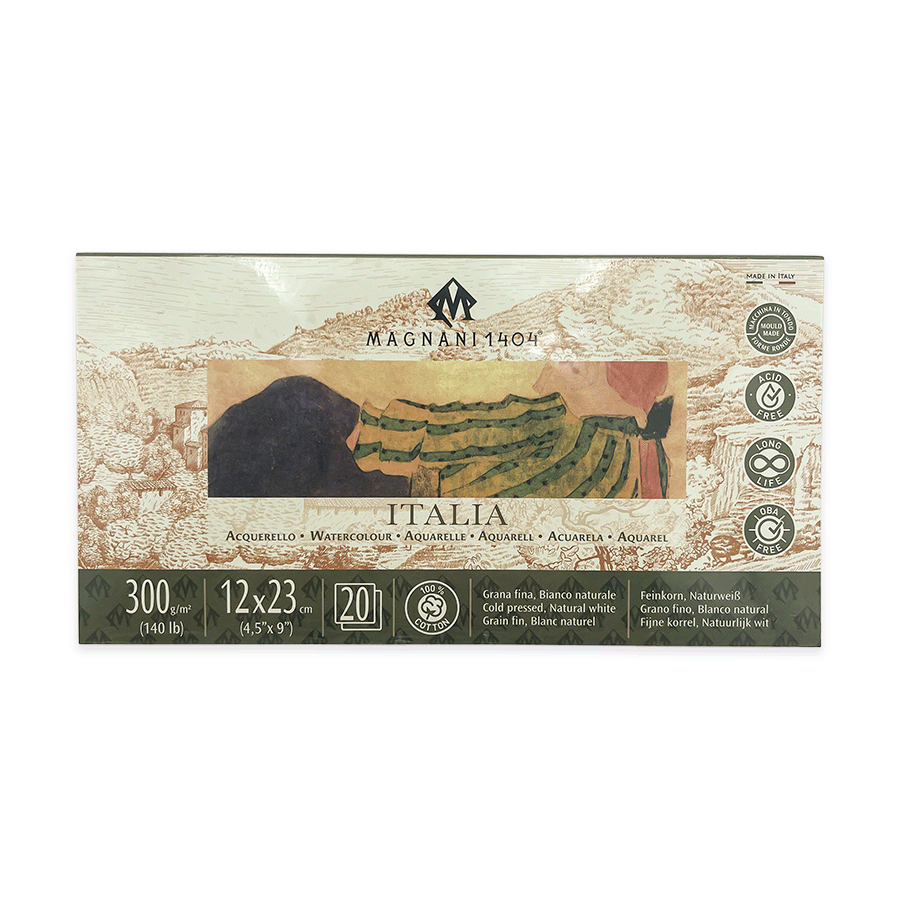 Block Magnani 1404 Acuarela 300 g 12 × 23 cm Italia 20 Hojas