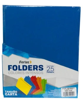 Paq. c-25 Folders Tamaño Carta Colores Intensos Fortec