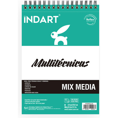 Block de Dibujo Mix Media Multitécnicas Indart 180 g