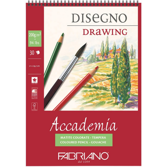 Block De Dibujo Fabriano Academia Drawing 200g 21x29.7 Cm 30 Hojas