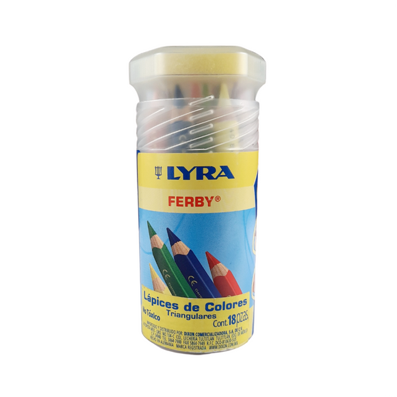 Lápices De Colores Cortos Lyra Super Ferby Triangulares Bote Con 18 Piezas