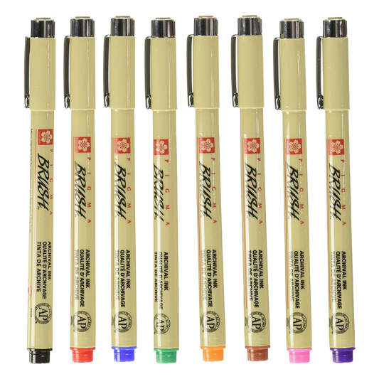 Marcadores Pigma Brush Sakura Estuche con 8 Piezas