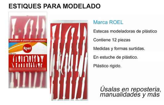 Estiques Modeladores de Plástico Roel para Manualidades 12 Piezas