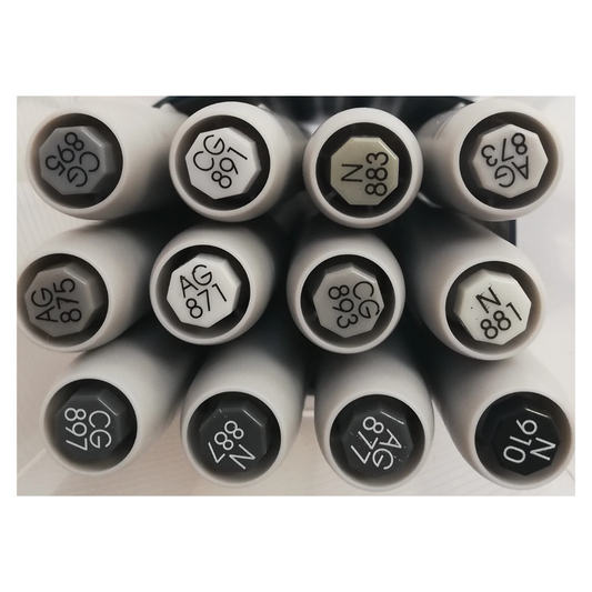 Marcador Punta Pincel Leplume Marvy Uchida 3000-12F Gray Scale Set 12 Piezas