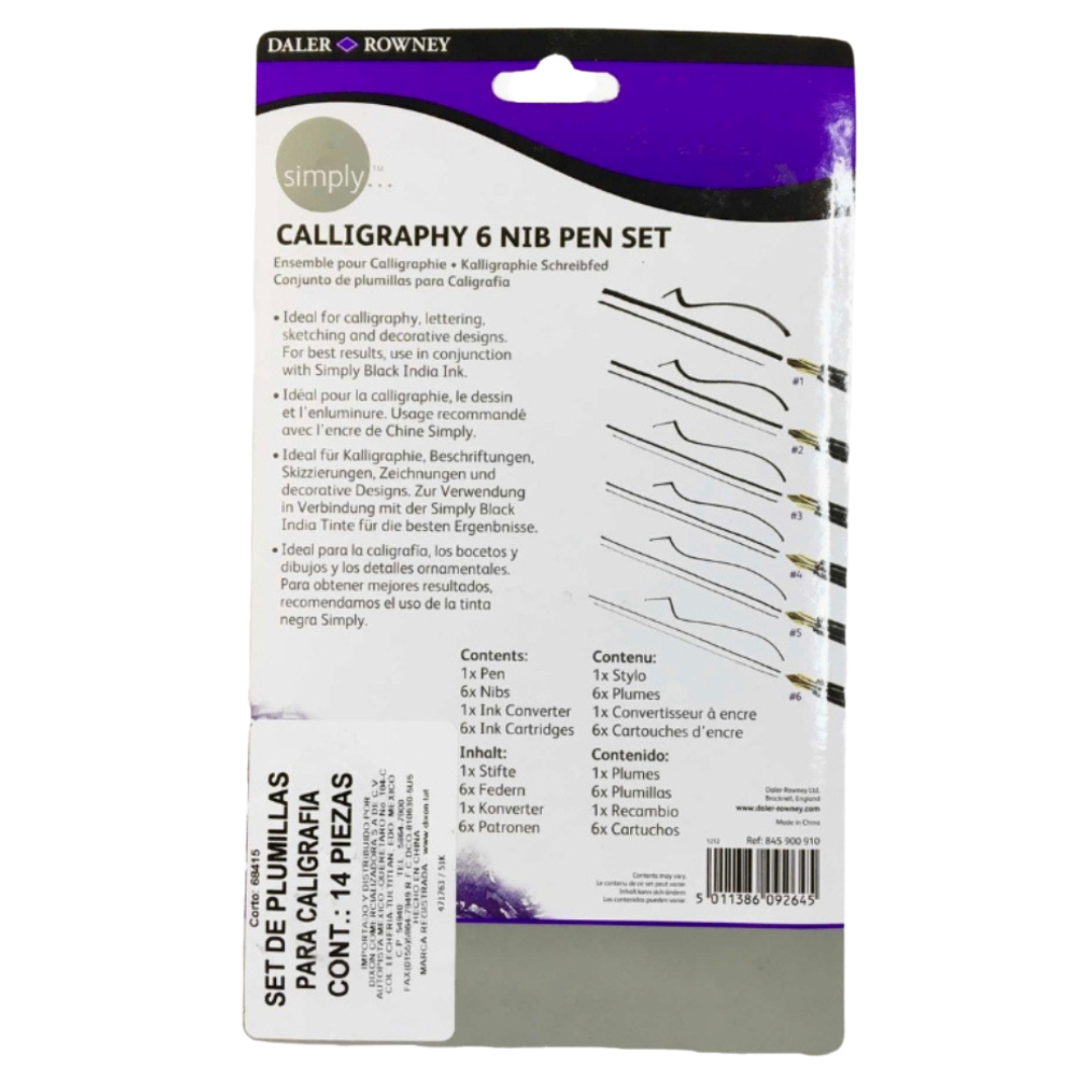 Set de Pluma para Caligrafía Daler Rowney con 6 Plumillas y Cartuchos
