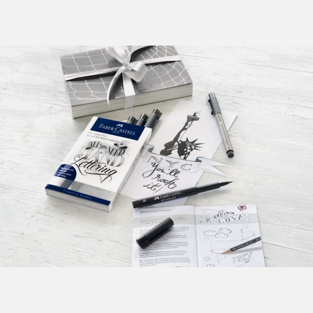 Marcadores de Tinta China Pitt Artist Lettering 267118 Faber Castell Set 9 Piezas