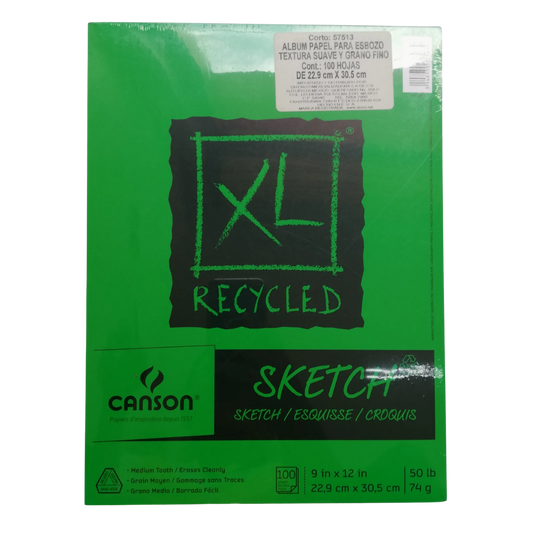 Block de Dibujo Canson XL Recycled Sketch 22.9 × 30.5 cm 74 g