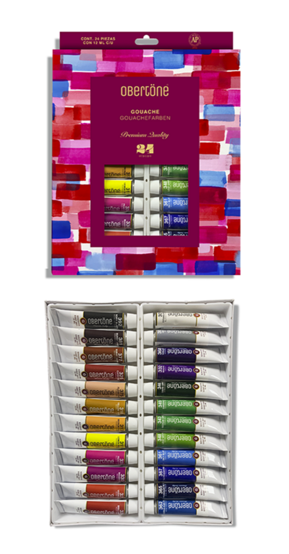 Pintura Gouache Obertöne Tubos de 12 ml Set con 24 Piezas