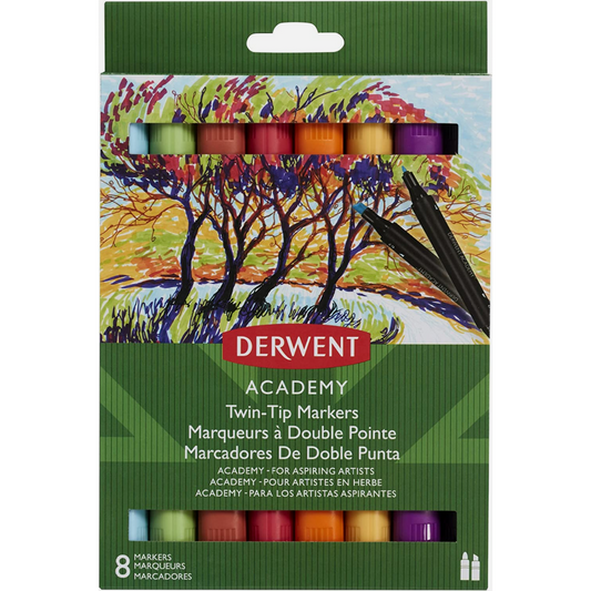 Marcadores Doble Punta 982081 Derwent Academy Caja con 8 Piezas