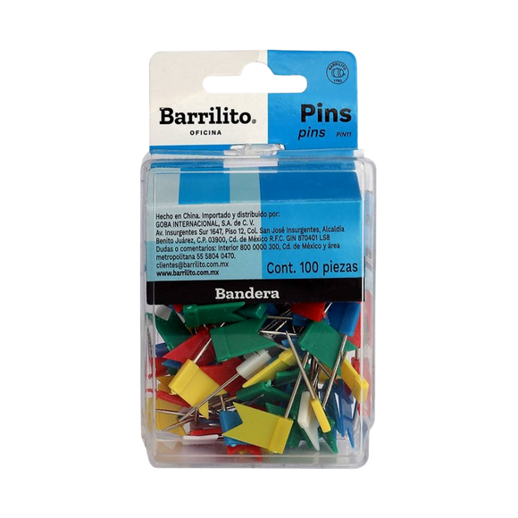 Pines Banderas Barrilito Pin11 Caja Con 100 Piezas