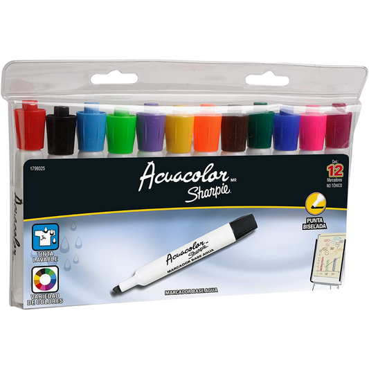 Marcador de Agua Sharpie Acuacolor Estuche con 12 Piezas