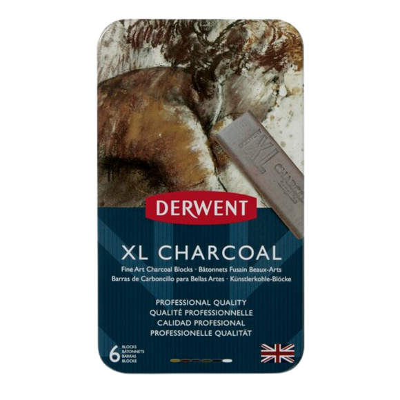 Barra De Carboncillo XL Charcoal 2302009 Derwent Estuche Con 6 Piezas