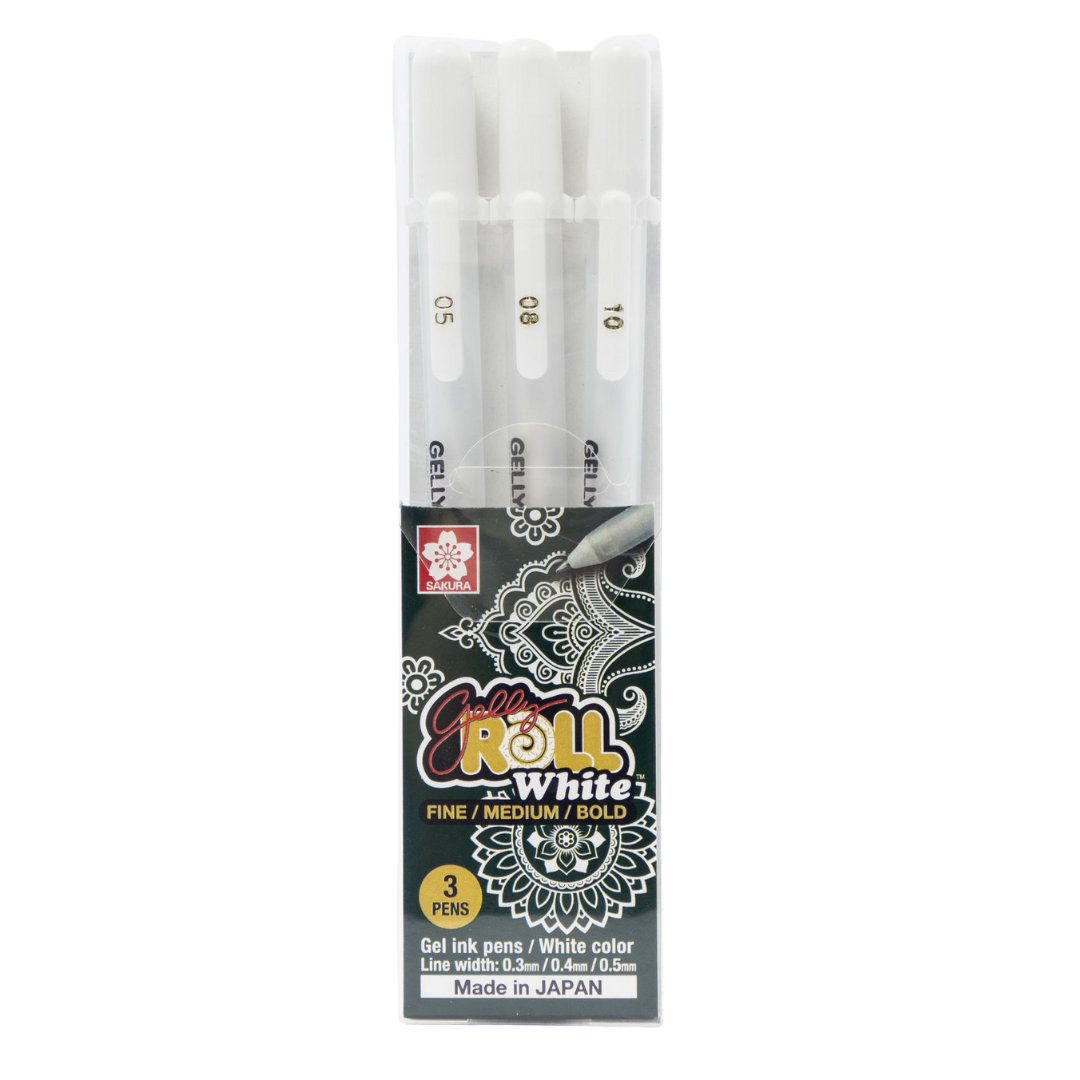 Bolígrafo de Gel Gelly Roll White Color Sakura Set con 3 Piezas