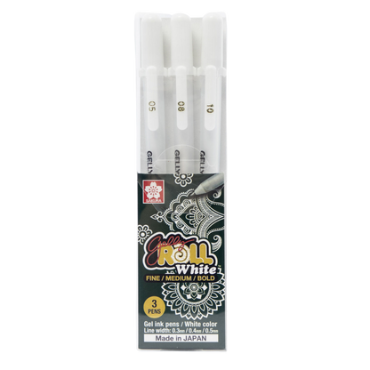 Bolígrafo de Gel Gelly Roll White Color Sakura Set con 3 Piezas