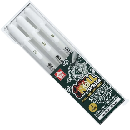 Bolígrafo de Gel Gelly Roll White Color Sakura Set con 3 Piezas