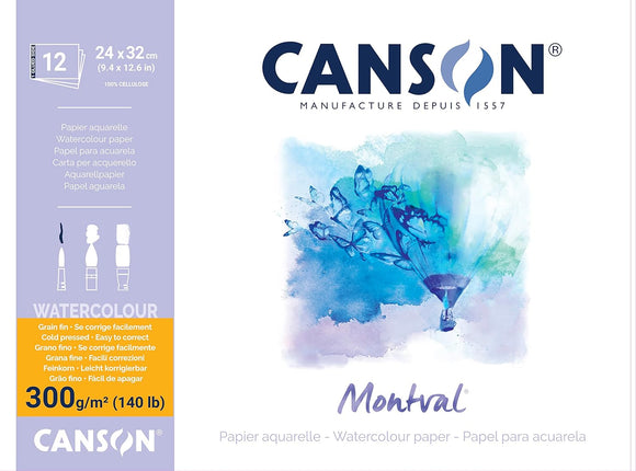 Block para acuerela Canson Montval Torchon 270 Gr Grano Nube 24X32 Cm