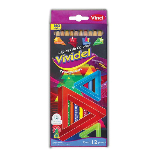 Lápices Triangulares de Colores Vividel 12 Piezas.