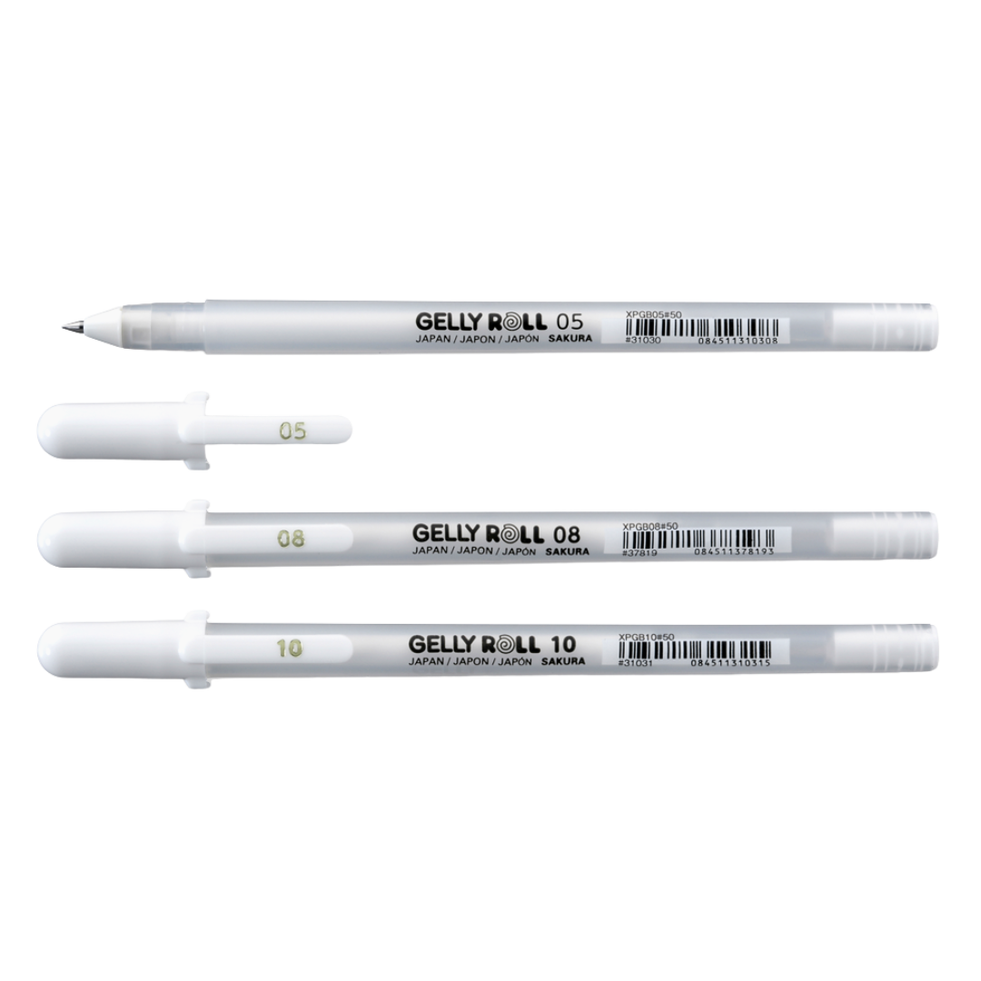 Bolígrafo de Gel Gelly Roll White Color Sakura Set con 3 Piezas