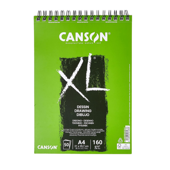 Block de Dibujo Canson Drawing XL Espiral A4 21x29.7cms 160grs con 50 hojas