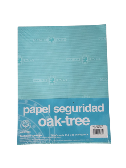 Papel Seguridad Oak-tree Tamaño Carta Paquete con 100 Hojas