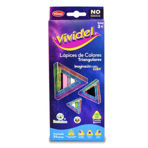 LAPICES TRIANGULARES DE COLORES VIVIDEL 24 PIEZAS