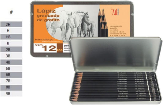Estuche 12 Lápices Graduados para Dibujo Profesional ATL