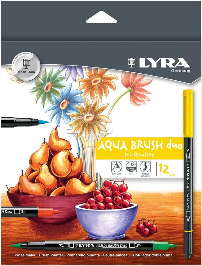 Set con 12 Marcadores Acuarelables Brush Duo Doble Punta Lyra