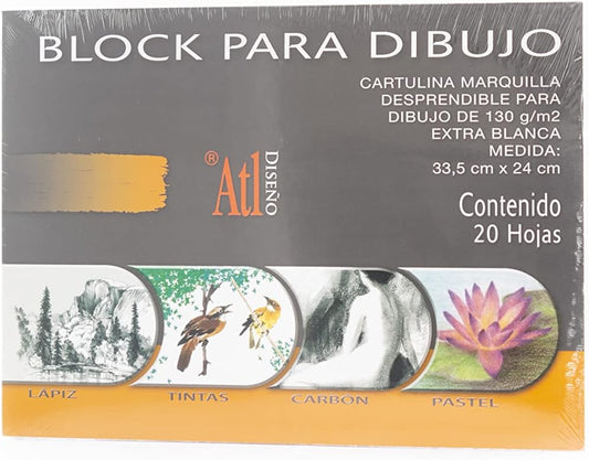 Block para Dibujo Cartulina Marquilla 33.5 × 24 cm C-20 Hojas
