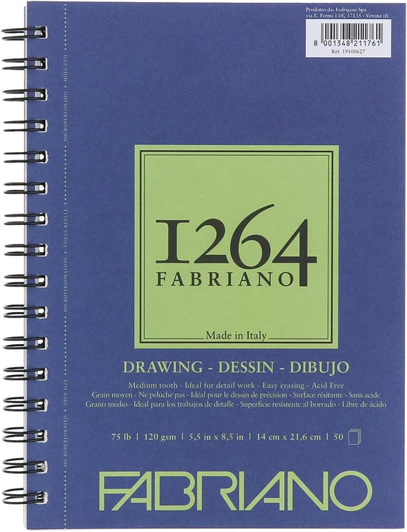 Block de dibujo Fabriano I264 Drawing, 120grs medida 14x21.6cms con 50 hojas
