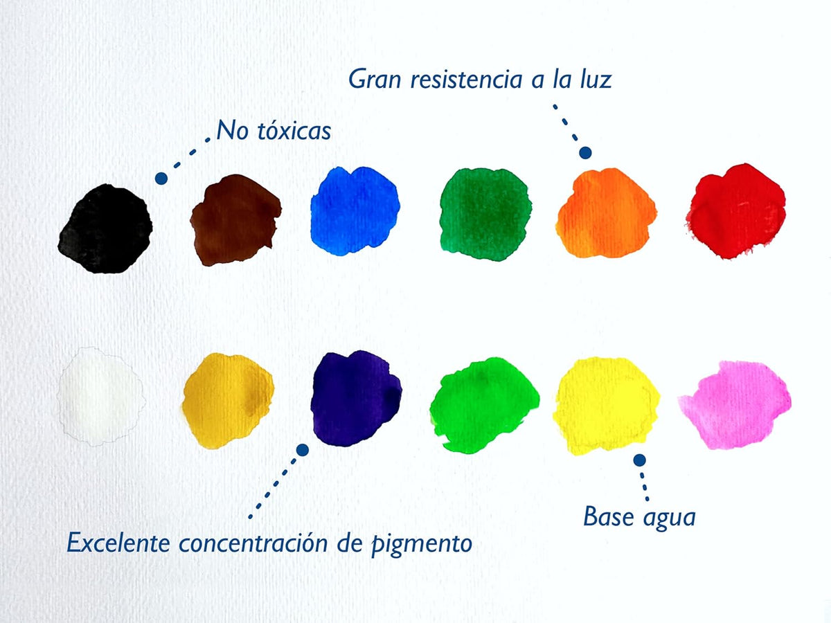 Set de Pinturas Acuarela Pinto College - 12 Colores Vibrantes con Pincel