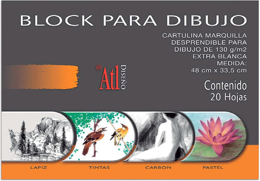 Block para Dibujo Cartulina Marquilla 48X 33.5 C-20 Hojas ATL