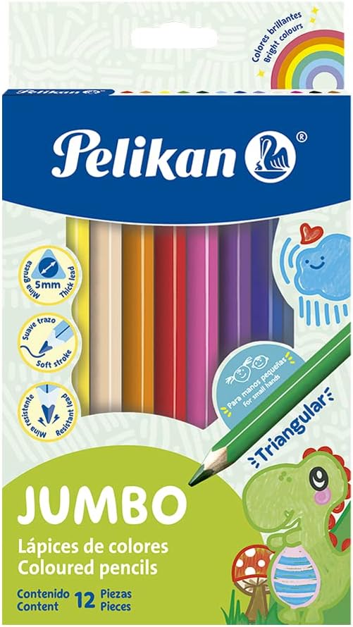 Caja C/12 Lápices De Colores Jumbo Triangulares Pelikan