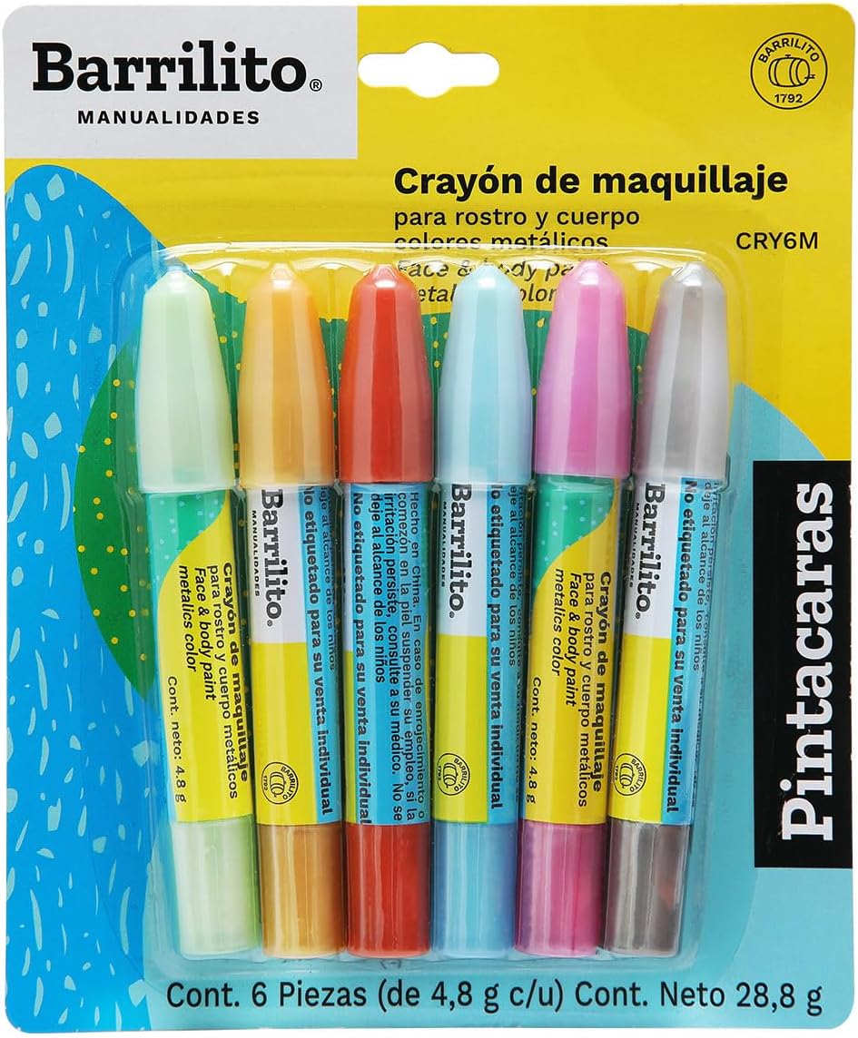 Barrilito Crayón de Maquillaje para Rostro y Cuerpo, 6 Colores