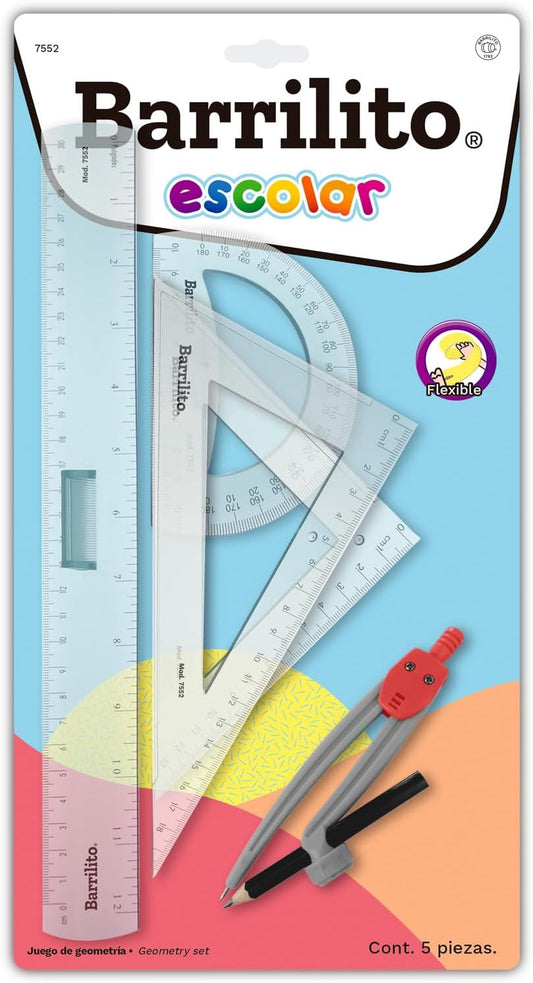 Juego Geométrico Flexible 5 Piezas Modelo 7552 Barrilito