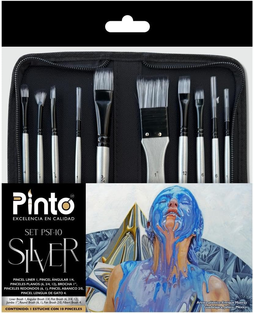 Estuche con 10 Pinceles Profesionales Silver