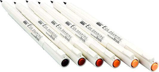 6 Marcadores Punta Brush Colores Carnes Marvin Uchida