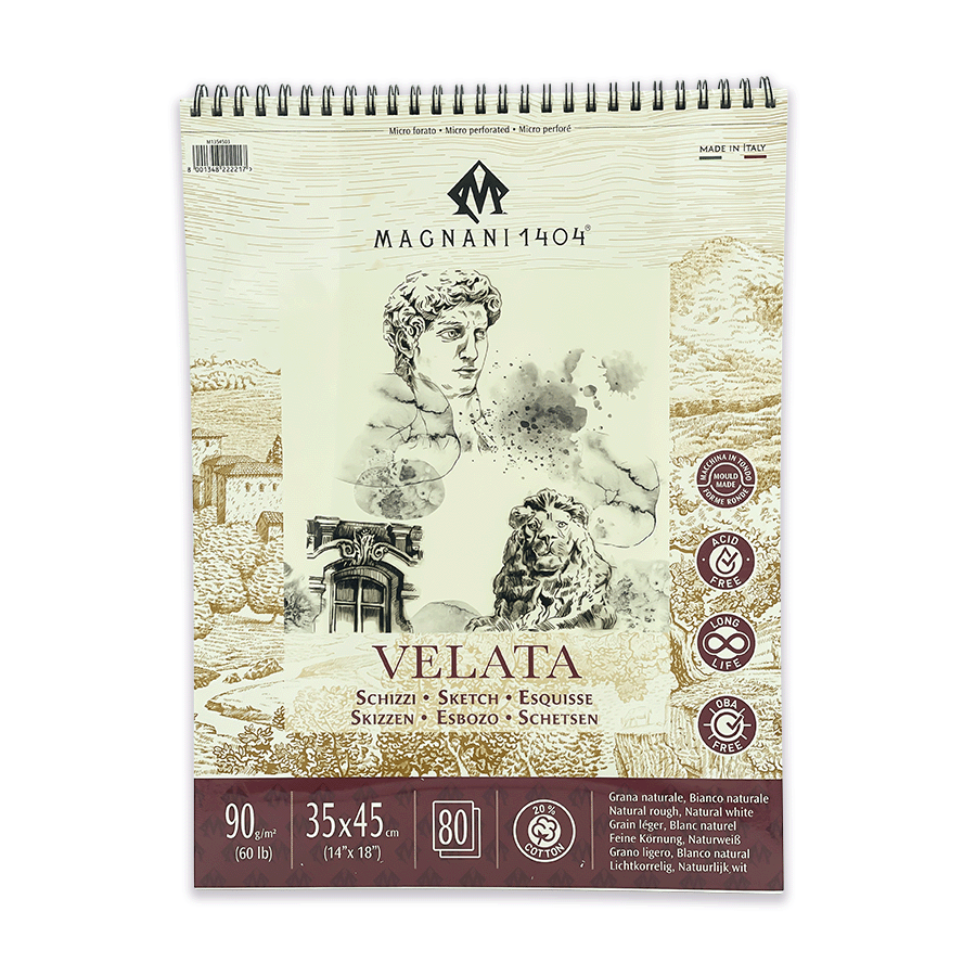 Block Magnani 1404 Esbozo 90 g 35 × 45 cm Velata 80 Hojas