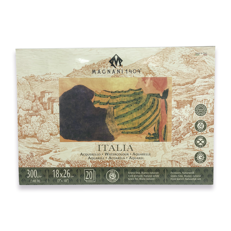 Block Magnani 1404 Acuarela 300 g 18 × 26 cm Italia 20 Hojas