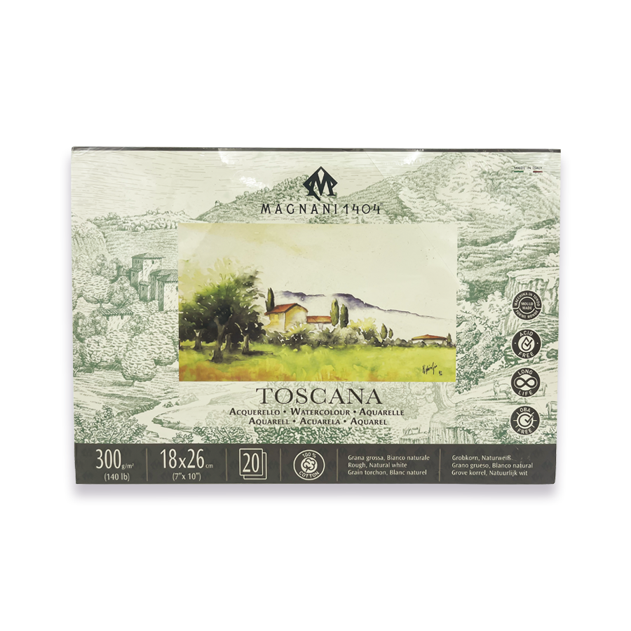 Block Magnani 1404 Acuarela 300 g 18 × 26 cm Toscana 20 Hojas
