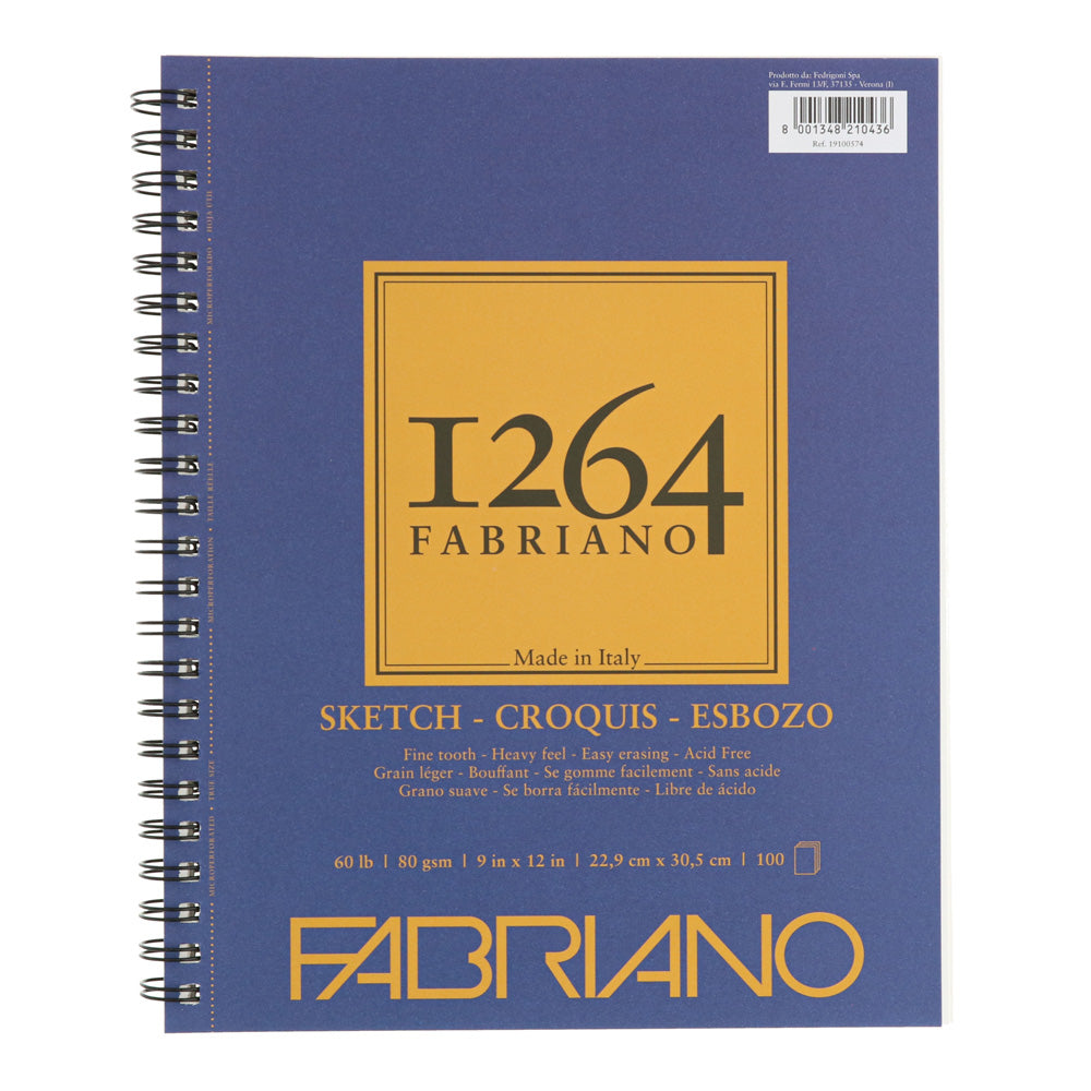 Fabriano 1264 Bloc de Dibujo en Espiral 22.9 × 30.5 cm 100 Hjs.
