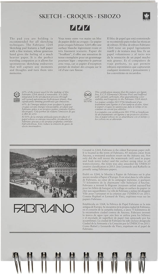 Block de Dibujo Fabriano 1264 Sketch, 14 × 21.6 cm 80 g 100 Hojas