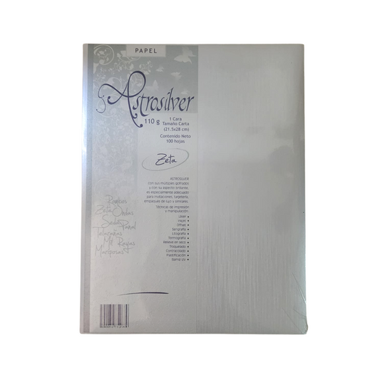 Paquete C-100 Hojas Papel Astrosilver Tamaño Carta