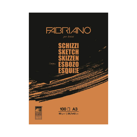 Block Fabriano Schizzi A3 Medida 29.7x42cms 90grs 100Hjs.