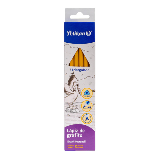 Caja con 12 Lápices Triangulares de Escritura Pelikan 2hB