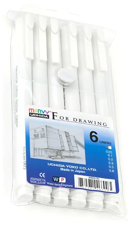 Set 6 estilografos color negro marvy uchida