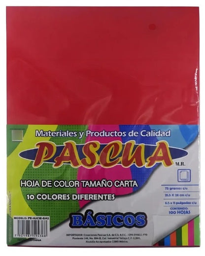 Paquete c-100 Hojas Colores Surtido Pascua