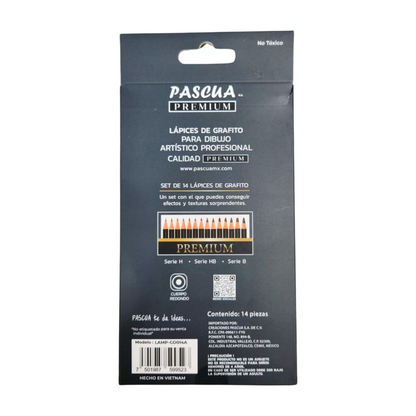 Caja con 14 Lápices de Grafito para Dibujo Artístico Pascua
