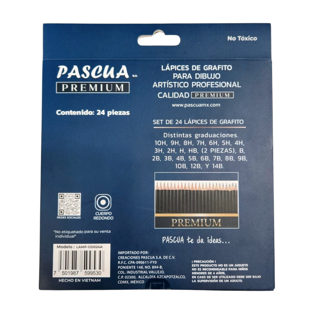 Caja de 24 Lápices de Carbón para Dibujo Artístico Pascua